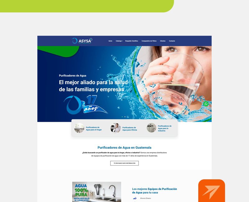 Página web para empresa de Purificación De Agua