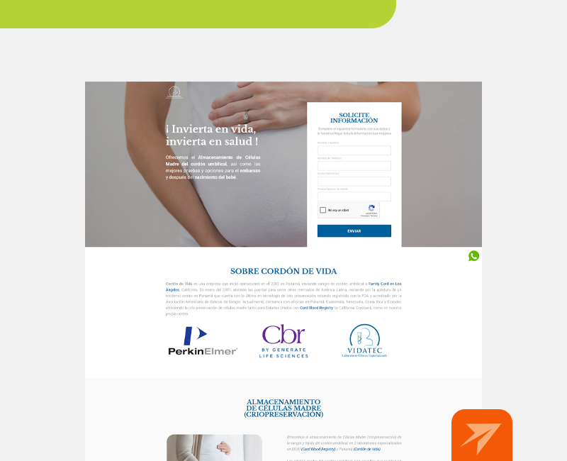 Landing Page para leads en Cordón De Vida