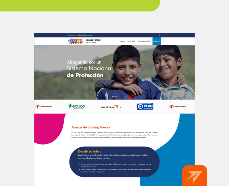 Web para organización sin ánimo de lucro: Joining Forces