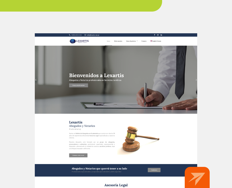 Web corporativa para Lexartis, abogados de Guatemala