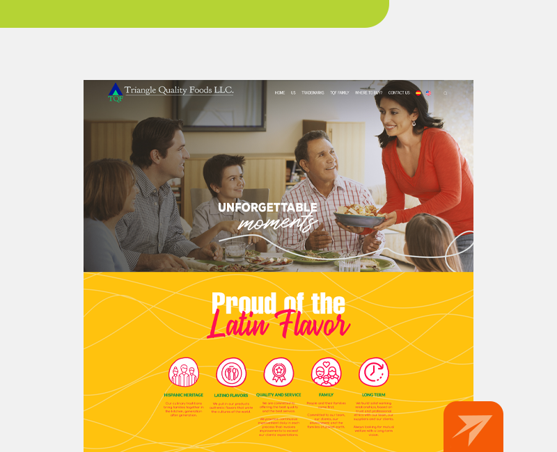 Web para empresa de productos latinoamericanos en Estados Unidos: Trangle Quality Foods